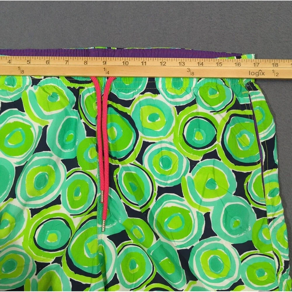 Seaward & Stearn Swim Trunks Men's XL Green Abstract Mesh Lined Drawstrings